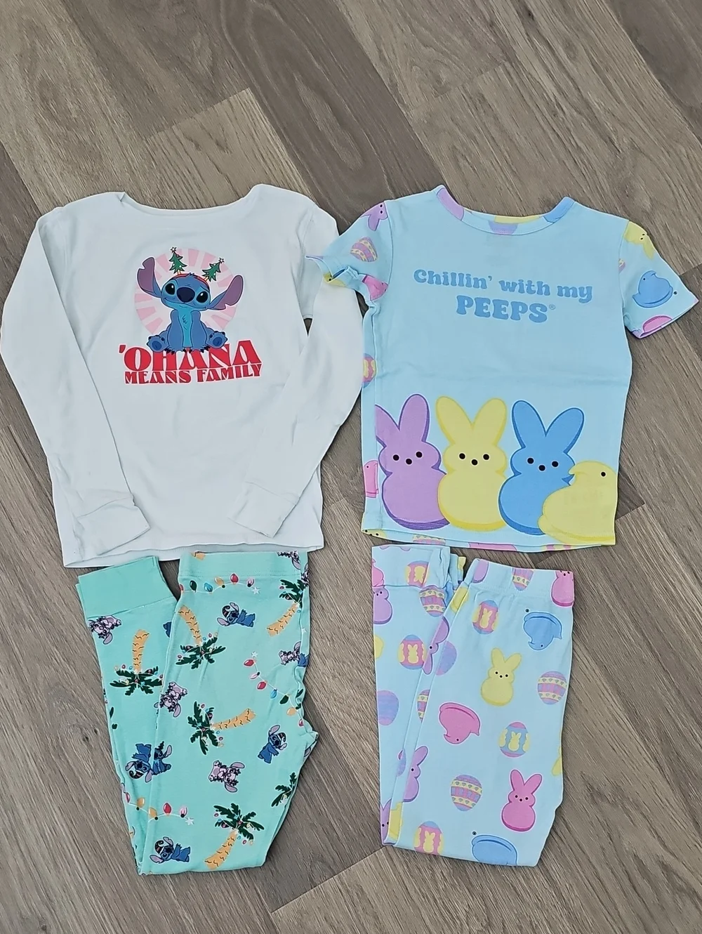 Disney Stitch And Peeps Kids Unisex Holiday Pajamas